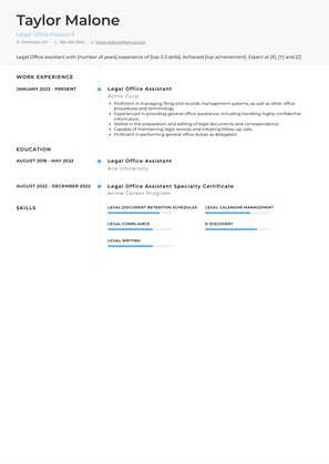 Legal Office Assistant Resume Sample and Template