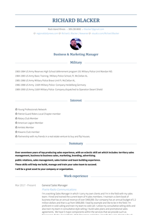 Tri County Market Territory Manager Resume Sample and Template