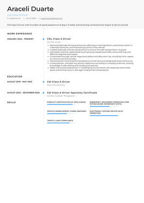 Cdl Class A Driver Resume Sample and Template