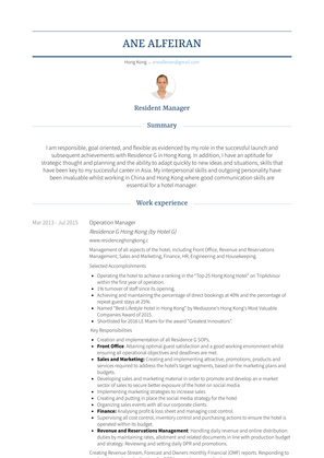 Operation Manager Resume Sample and Template