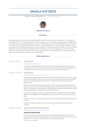 Legal Secretary Resume Sample and Template