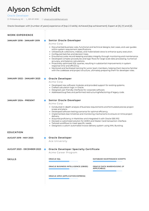 Oracle Developer Resume Sample and Template