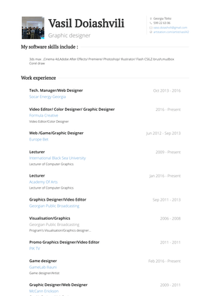 Web Designe/Content Manager Resume Sample and Template