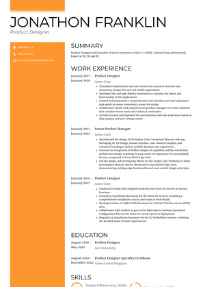 Product Designer Resume Sample and Template