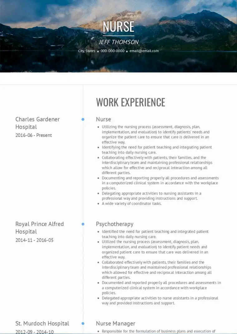 modern nurse cv example