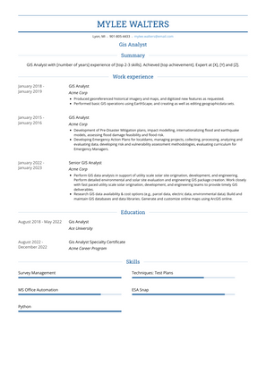Gis Analyst Resume Sample and Template