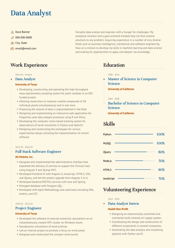 modern resume template usa