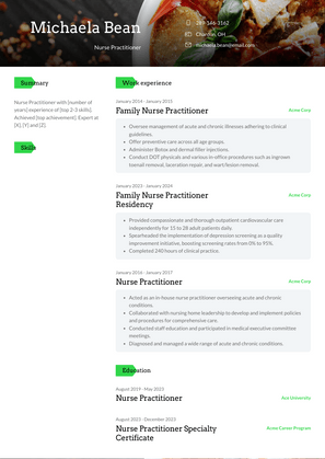 Nurse Practitioner Resume Sample and Template