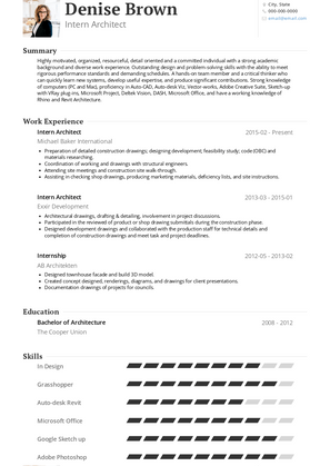 Intern Architect Resume Sample and Template