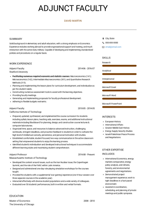 Adjunct Faculty Resume Sample and Template