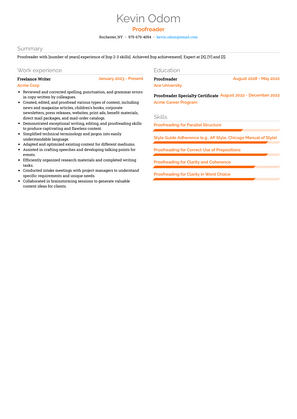 Proofreader Resume Sample and Template