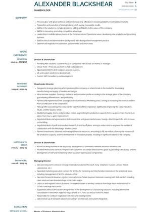 Shareholder Resume Sample and Template