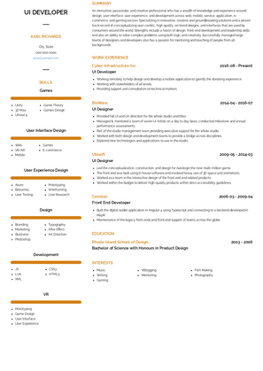 UI Developer Resume Sample and Template