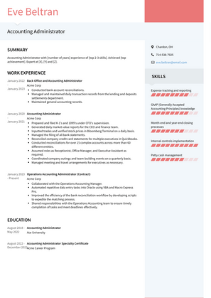 Accounting Administrator Resume Sample and Template