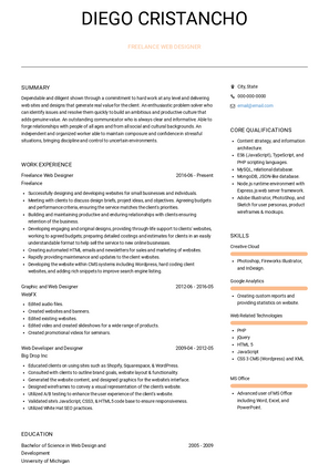 Freelance Web Designer Resume Sample and Template