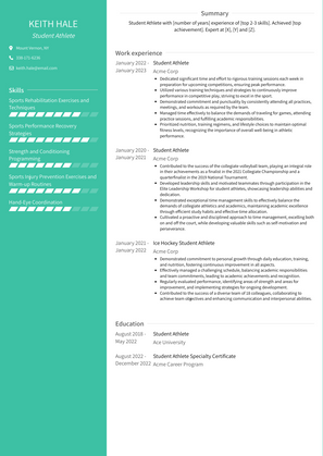 Student Athlete Resume Sample and Template