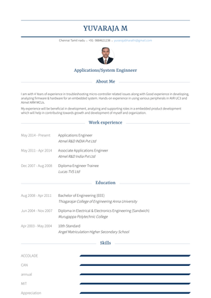 Applications Engineer Resume Sample and Template