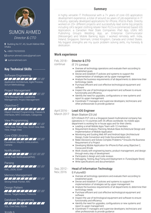 Lead Engineer (Mobile Application) Resume Sample and Template