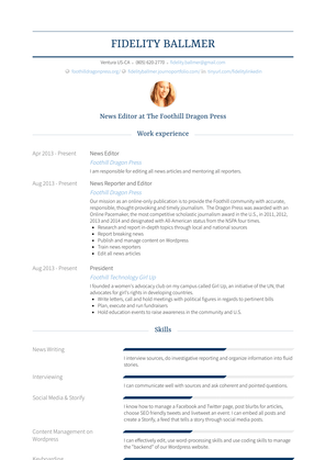 News Editor Resume Sample and Template