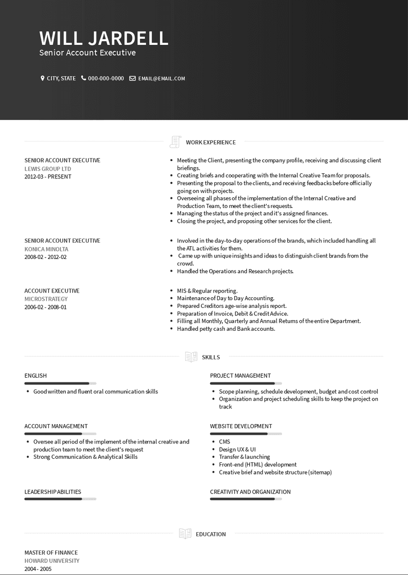 Senior Account Executive Resume Sample and Template