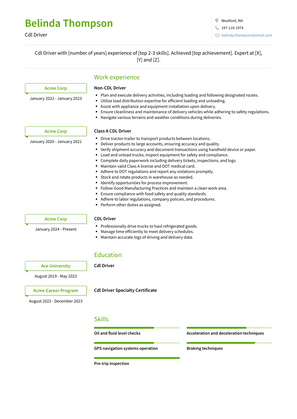 Cdl Driver Resume Sample and Template