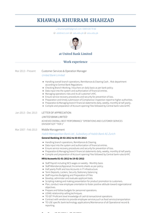 Customer Services Manager / Operation Manager Resume Sample and Template