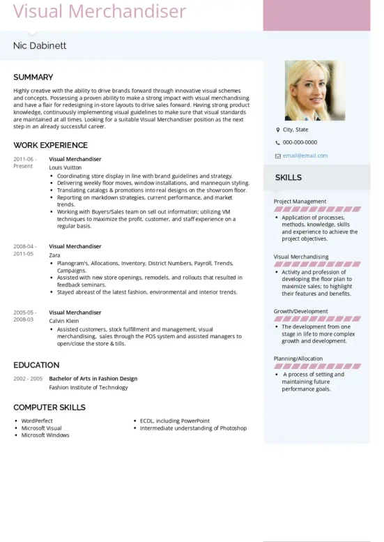 Merchandiser Resume Objective Examples