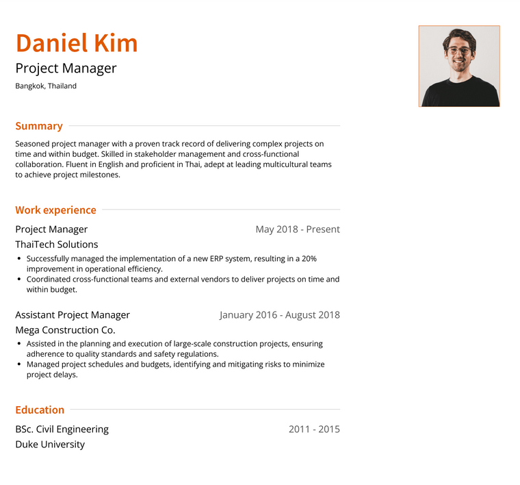 Thailand Resume Example - Slate