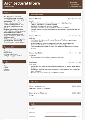 Intern Architect Resume Sample and Template