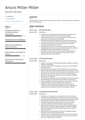 Executive Recruiter Resume Sample and Template