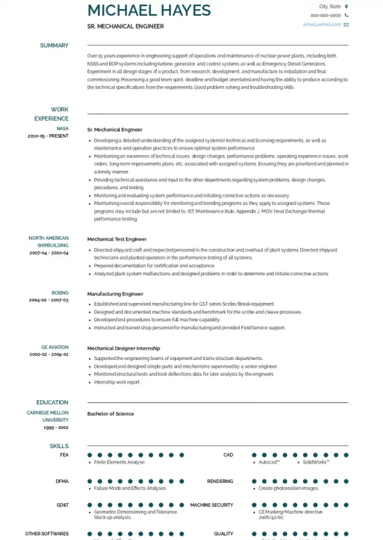Mechanical Engineer Resume Objective Examples