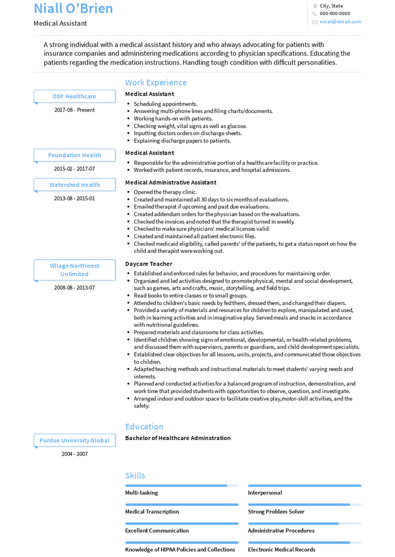 Medical Assistant Resume Sample and Template