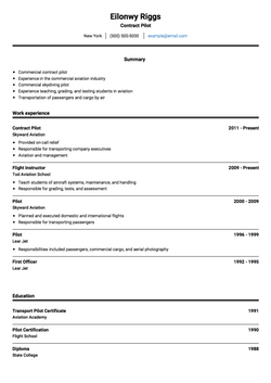 Pilot Resume Sample and Template