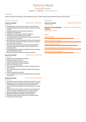 General Accountant Resume Sample and Template