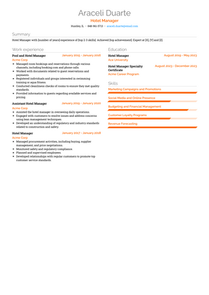 Hotel Manager Resume Sample and Template