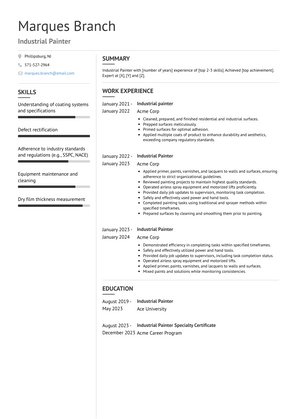 Industrial Painter Resume Sample and Template