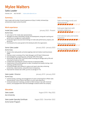 Sales Leader Resume Sample and Template