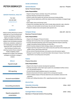 Senior Financial Analyst Resume Sample and Template