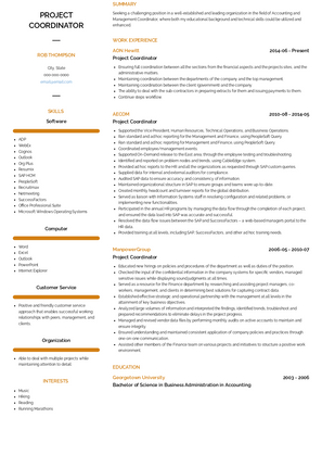 Project Coordinator Resume Sample and Template