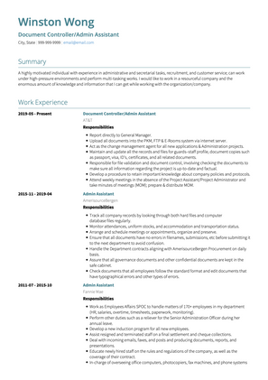 Admin Assistant CV Example and Template