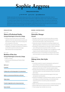 Makeup Artist Resume Sample and Template