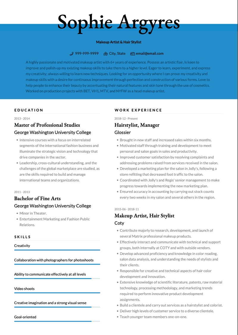 Makeup Artist CV Example and Template