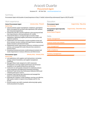 Procurement Agent Resume Sample and Template