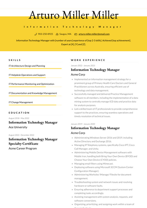 Information Technology Manager Resume Sample and Template
