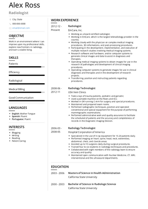 Radiologist Resume Sample and Template