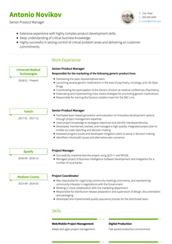 Chronological CV Template and Example - Clair by VisualCV	