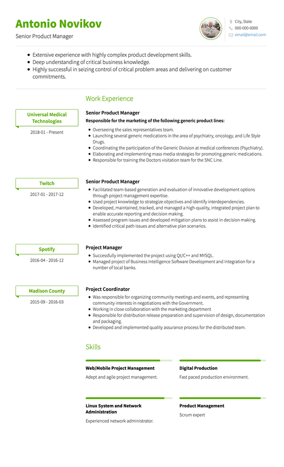 Chronological CV Template and Example - Clair by VisualCV	