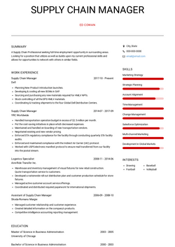 Supply Chain Manager Resume Sample and Template