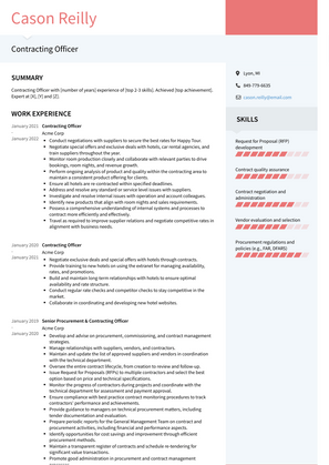 Contracting Officer Resume Sample and Template