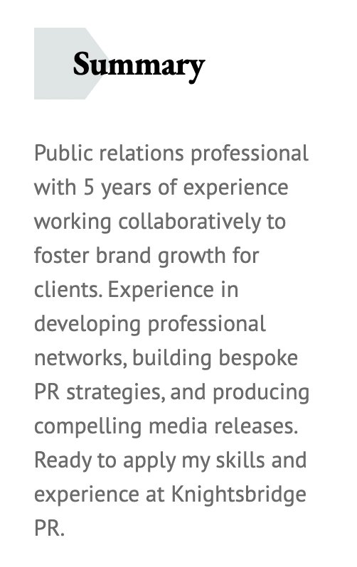 public relations specialist resume summary